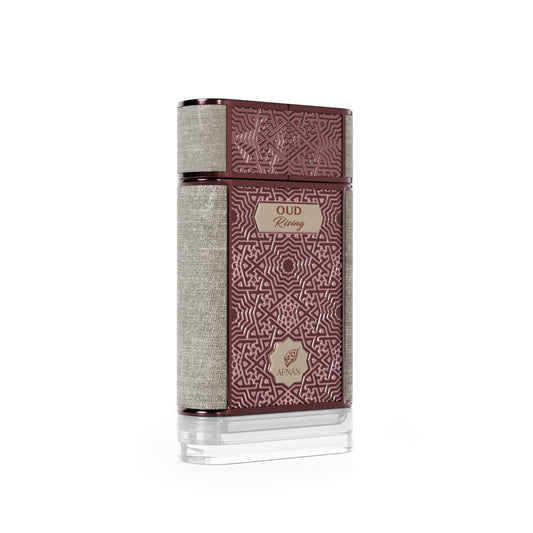 Afnan Oud Rising rosewood focus, sophisticated heart for upscale occasions.