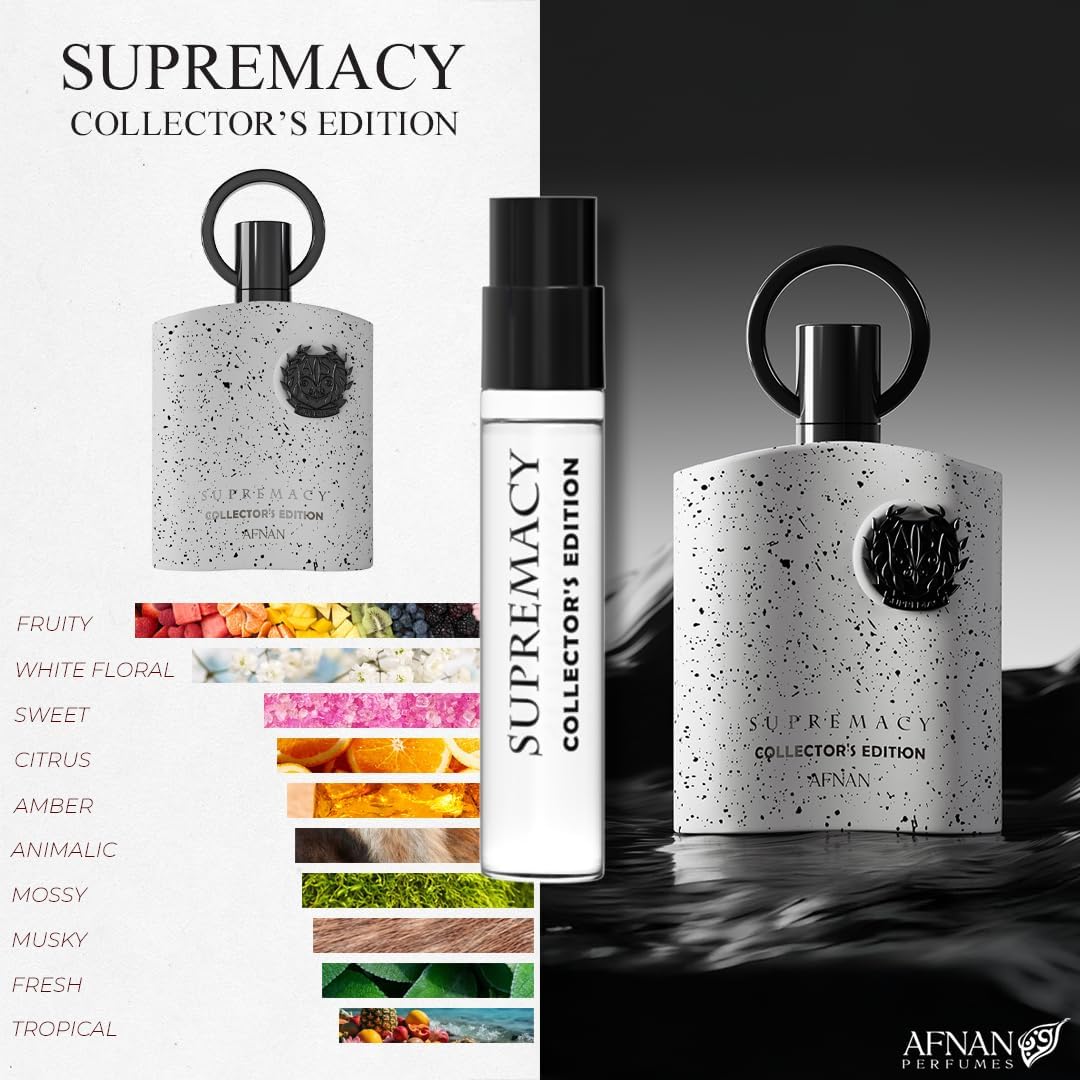 Afnan Supremacy Homme five 2ml vials arranged for sampling.