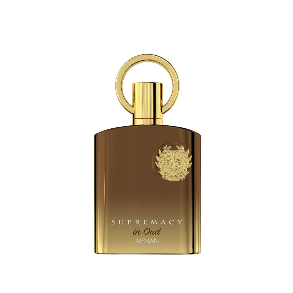 Afnan Supremacy in Oud bottle front, premium design for unisex fragrance lovers.