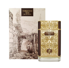 Afnan Tobacco Rush base notes amber, cedar, oud for lasting warmth.