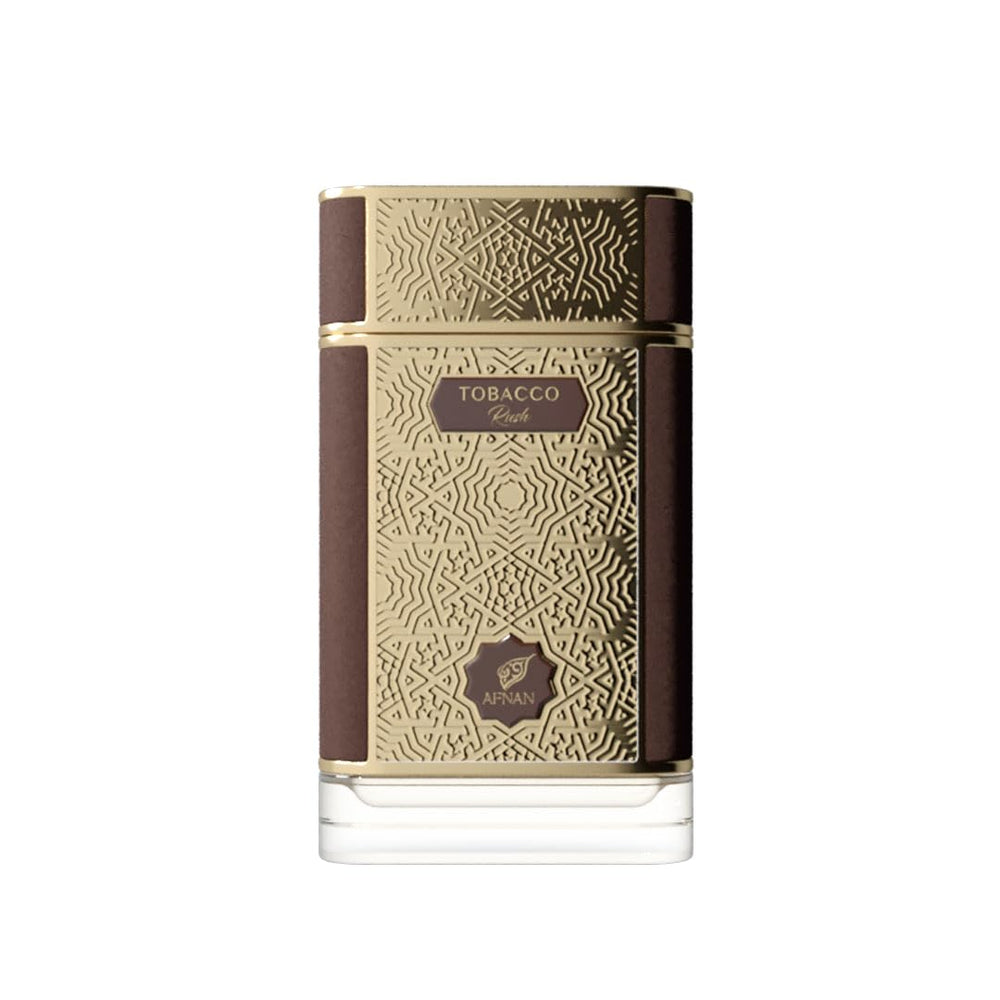 Afnan Tobacco Rush opening notes highlighted by warm spices for daily confidence.
