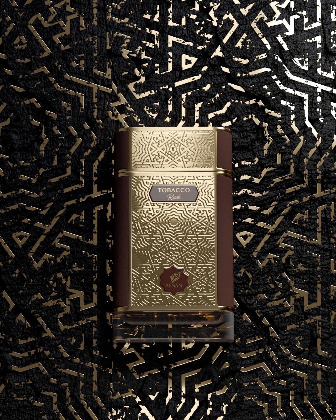 Afnan Tobacco Rush on skin evokes bold sophistication for evening wear.