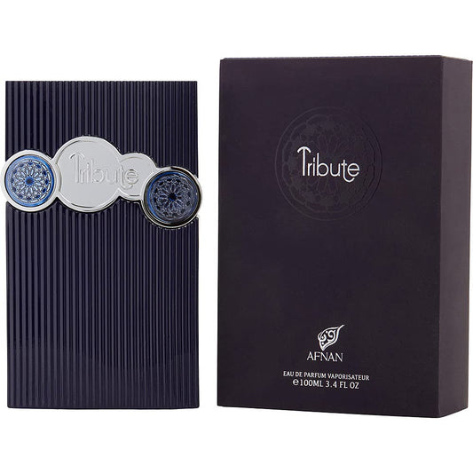Afnan Tribute Blue Travel Edition bottle, sleek and portable for on-the-go use.