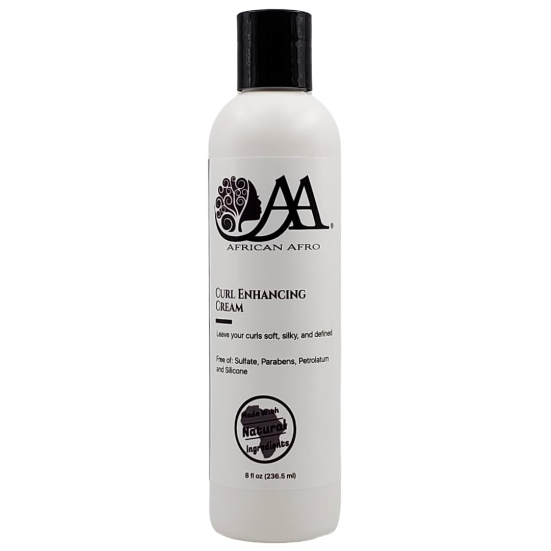 African Afro AA Curl Enhancing Cream bottle with avocado oil for defined curls.