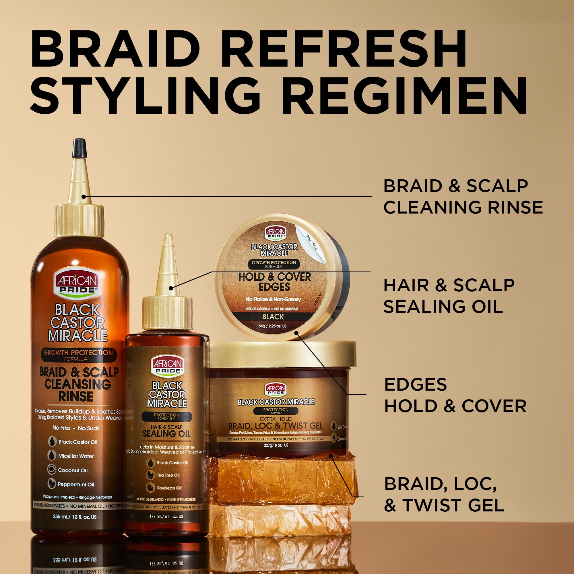 African Pride coconut oil conditioning nourishes strands during braiding with hydration.