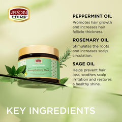 African Pride Feel It Formula peppermint oil—stimulates scalp and adds refreshing sensation.