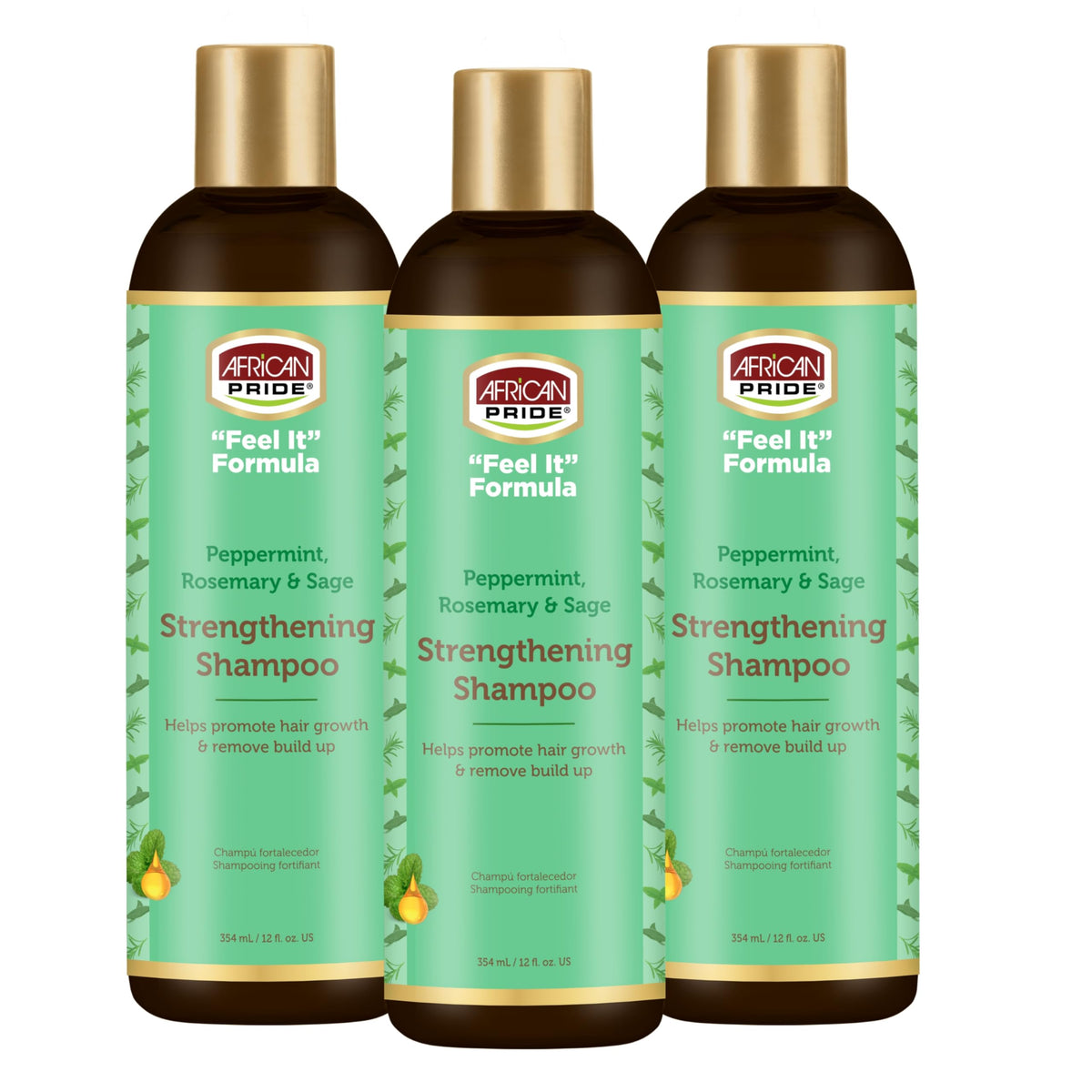 African Pride Feel It Formula Shampoo bottle for a refreshing scalp cleanse.