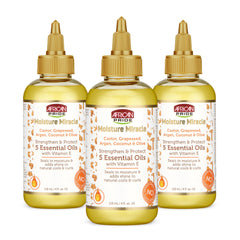 African Pride Moisture Miracle bottle pour showing lightweight moisture and shine
