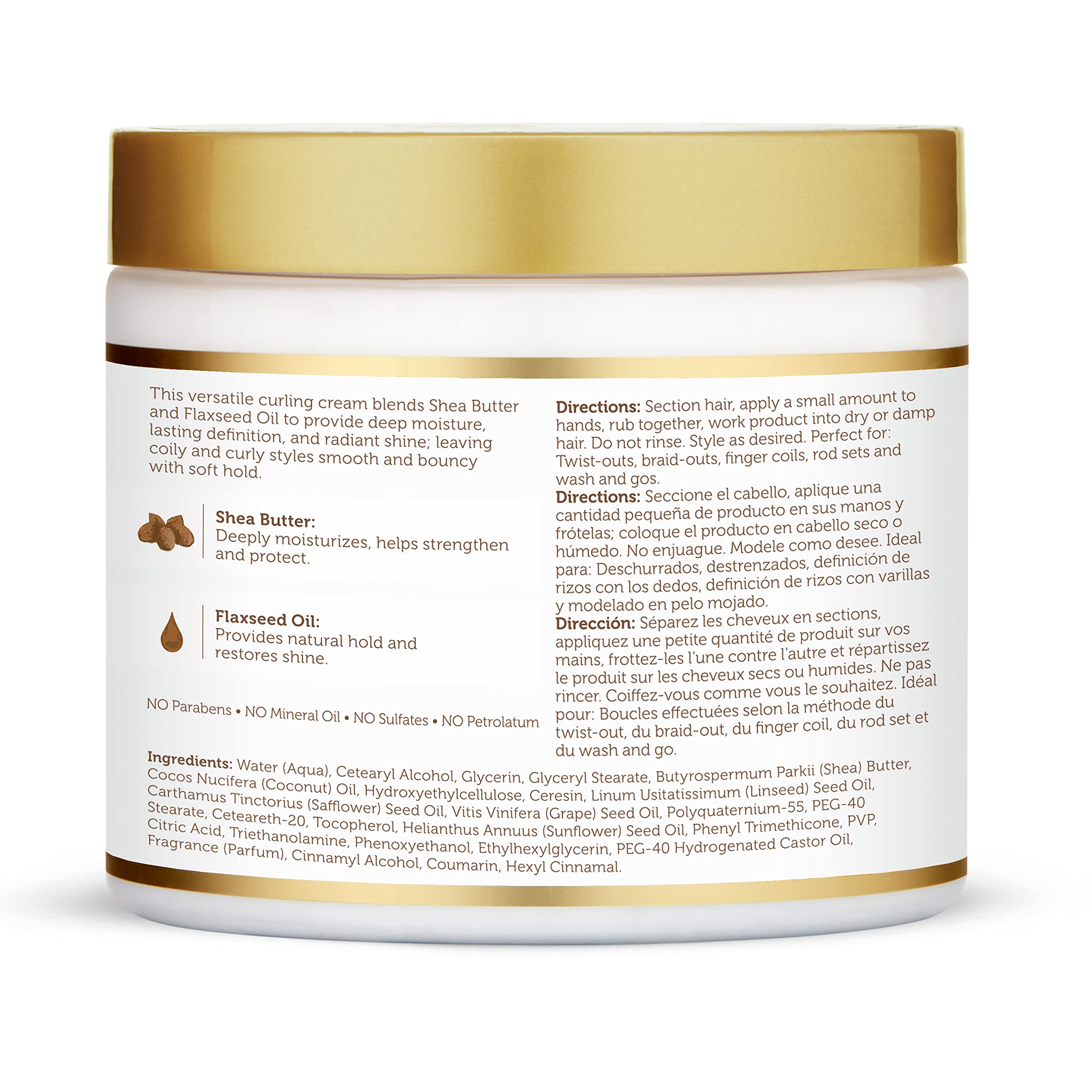 African Pride Moisture Miracle Curling Cream no harsh ingredients label on packaging.