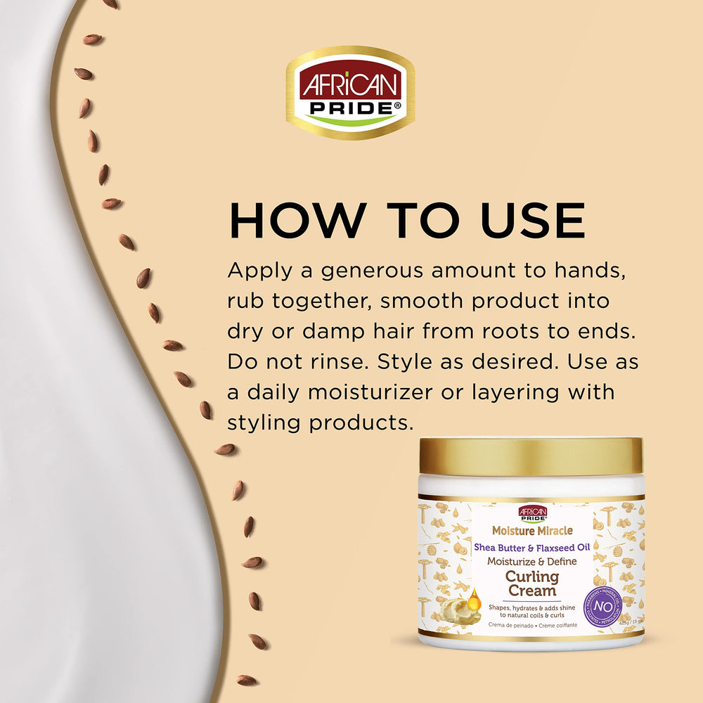 Close-up of African Pride Moisture Miracle Curling Cream texture for twist-outs.