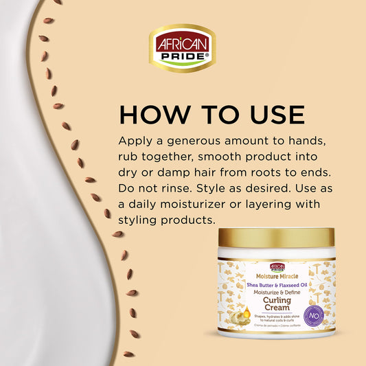 Close-up of African Pride Moisture Miracle Curling Cream texture for twist-outs.