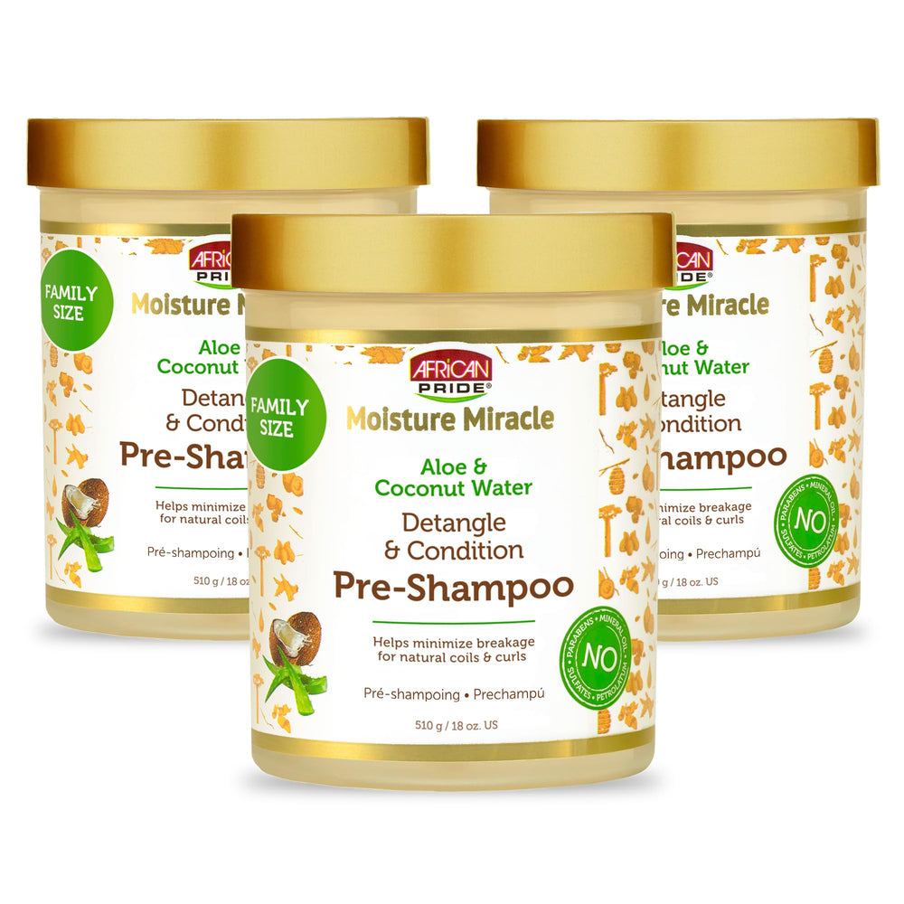 African Pride Moisture Miracle detangler bottle pour for easy pre-wash detangling
