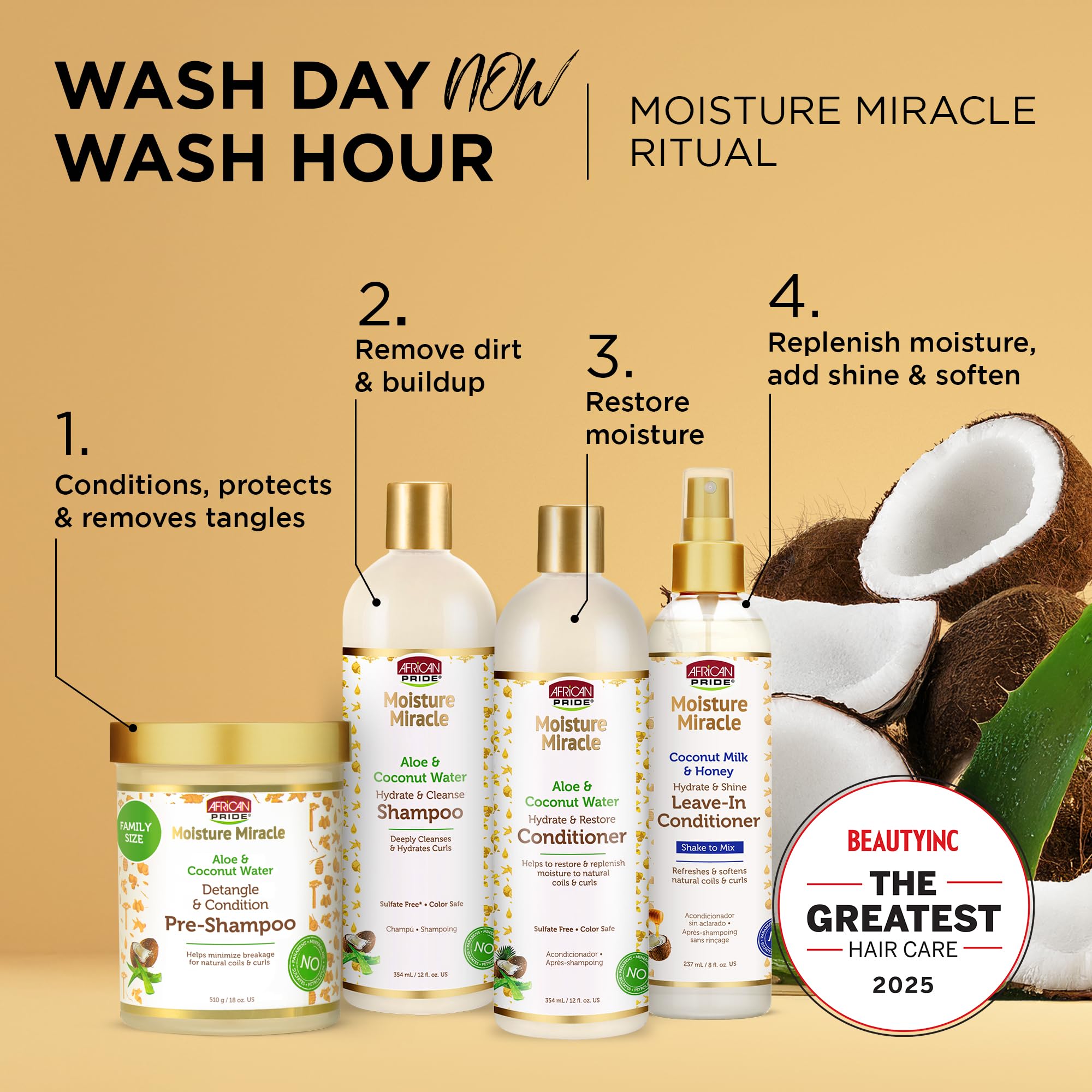 African Pride Moisture Miracle detangler packaging highlights three-pack value