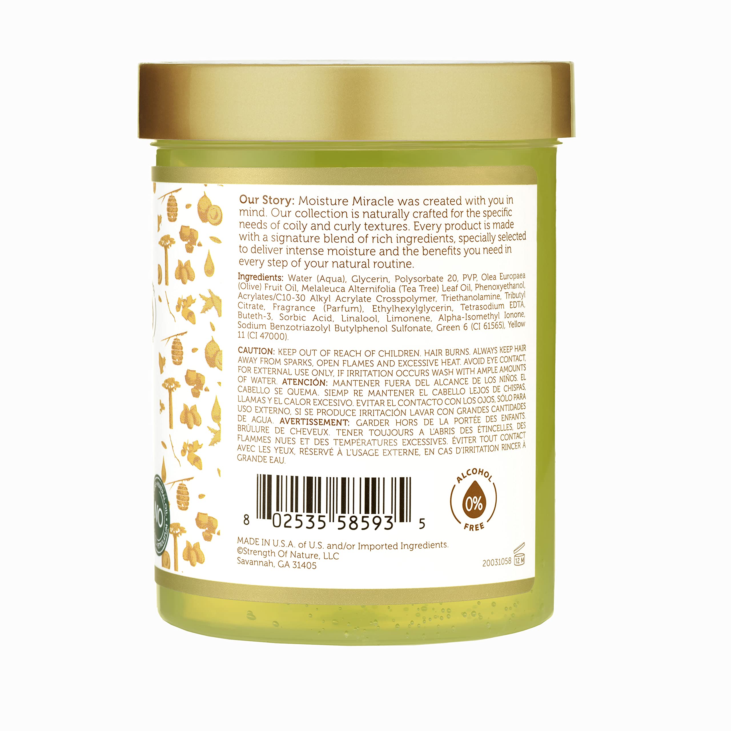 African Pride Moisture Miracle gel bottle highlighting natural shine on curls