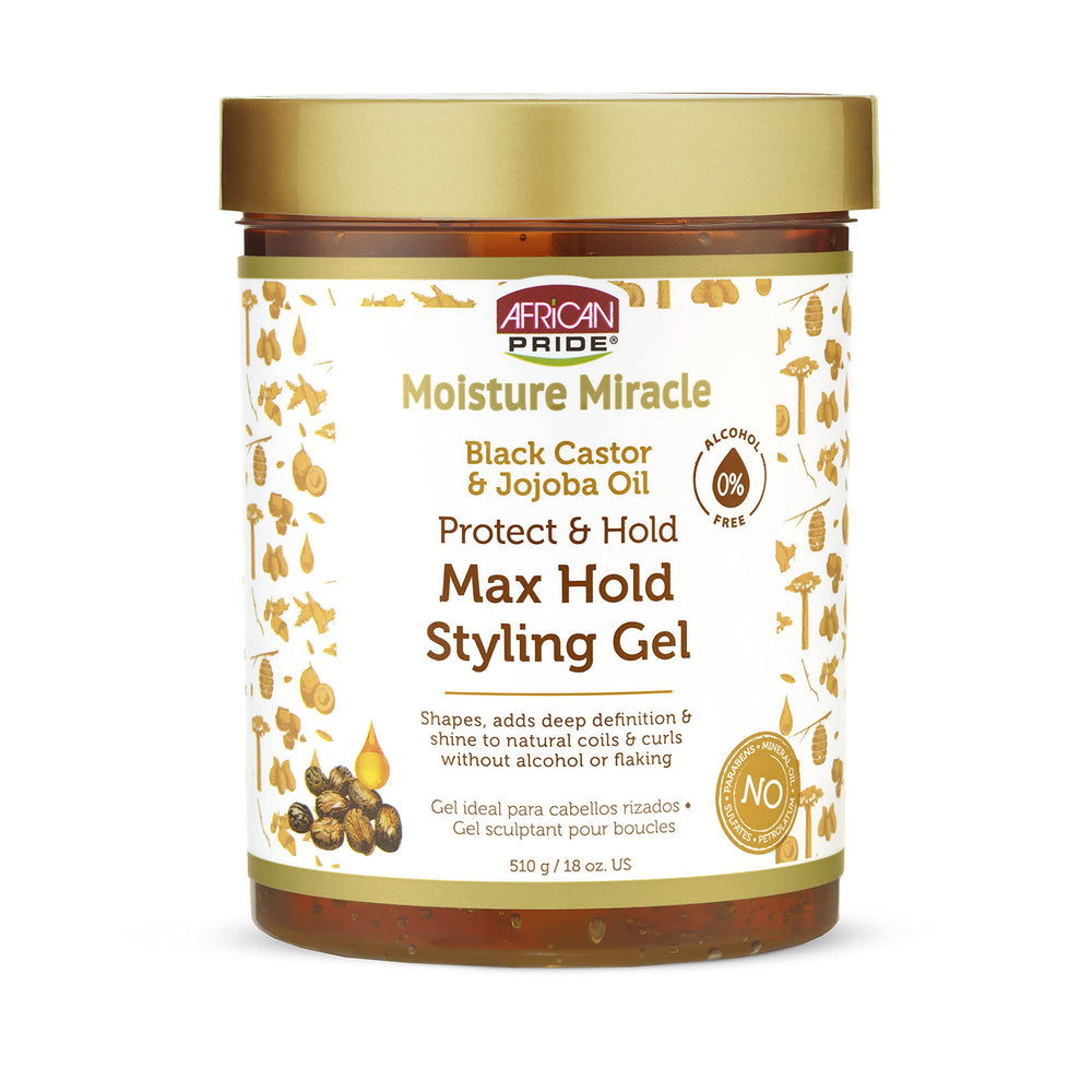 African Pride Moisture Miracle gel defines natural coils with a smooth finish