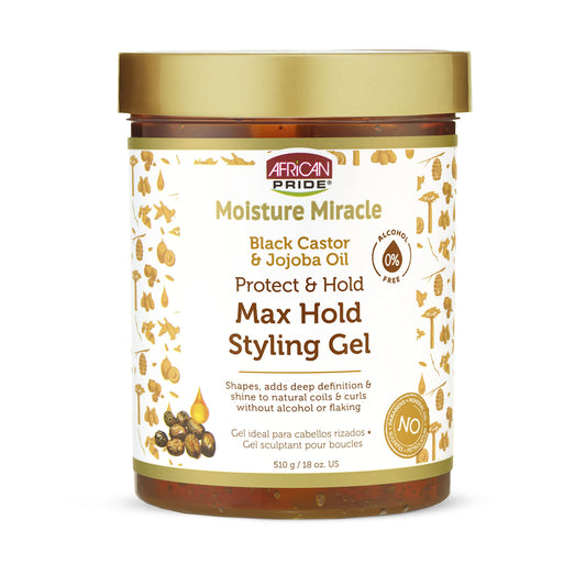 African Pride Moisture Miracle gel defines natural coils with a smooth finish