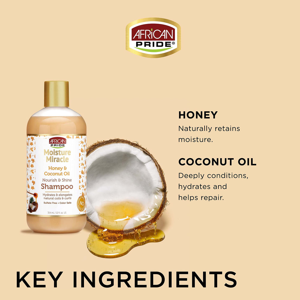 African Pride Moisture Miracle shampoo rinse image suggests easy wash routine