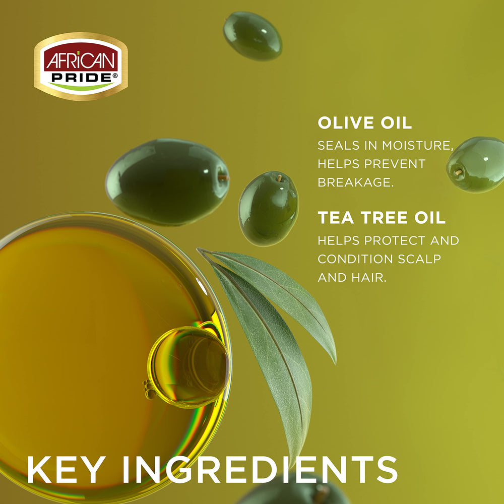 Applying African Pride Olive Miracle edge gel along the hairline for smooth edges.