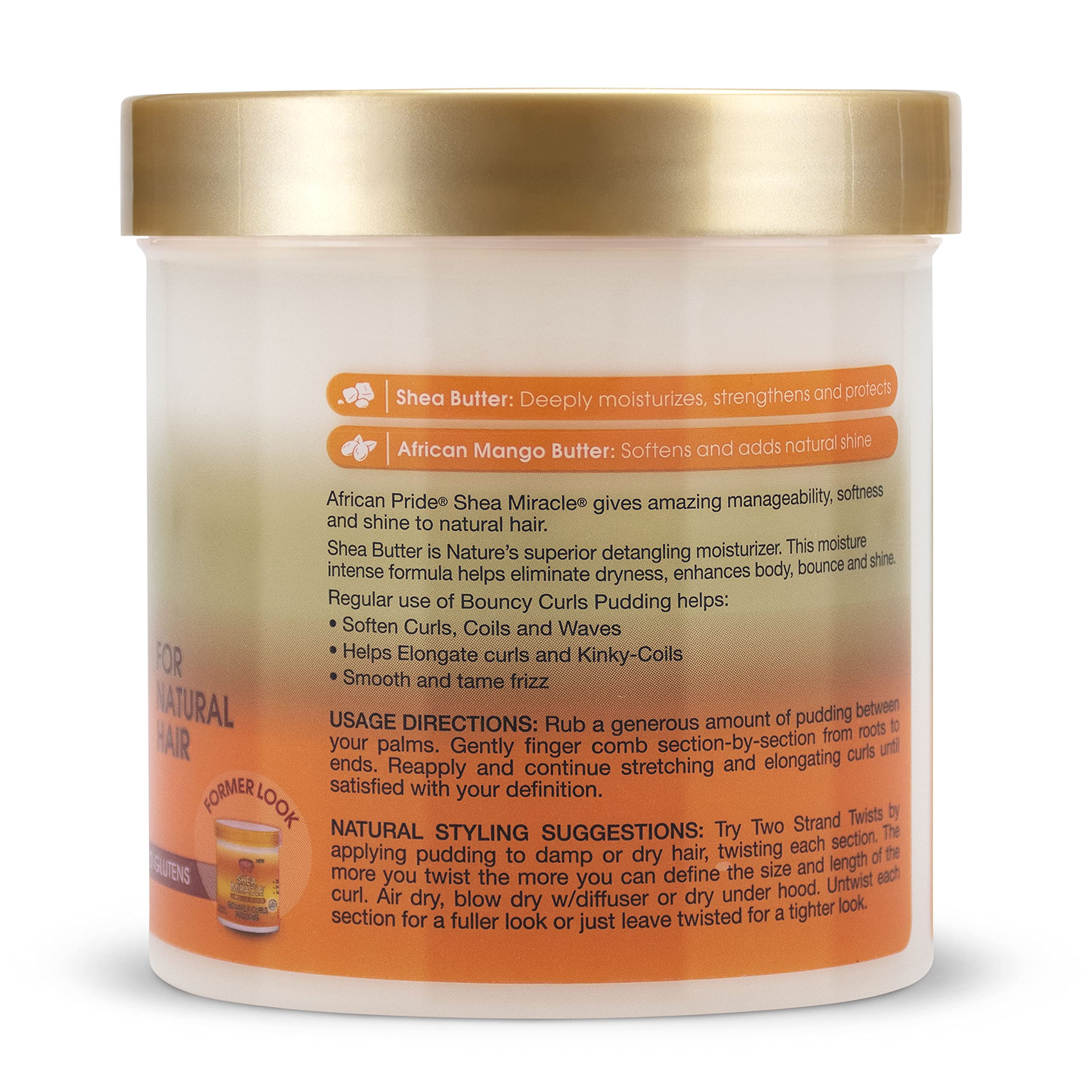 Defined curls and tamed frizz without stiffness using African Pride pudding.