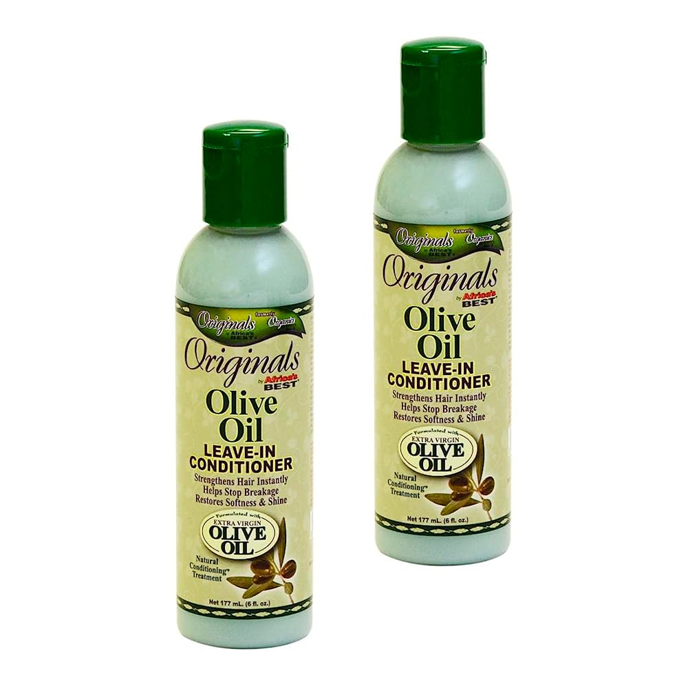 Africa's Best Olive Oil Leave-In packaging two-pack for easy everyday use and styling.