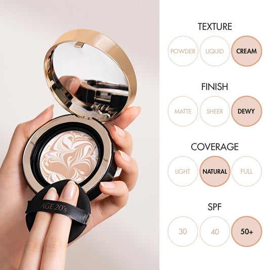 AGE 20's Signature Essence Pact puff for easy, even application.