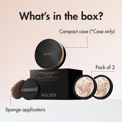 AGE 20's Signature Essence Pact SPF 50+ label indicates daily sun protection.