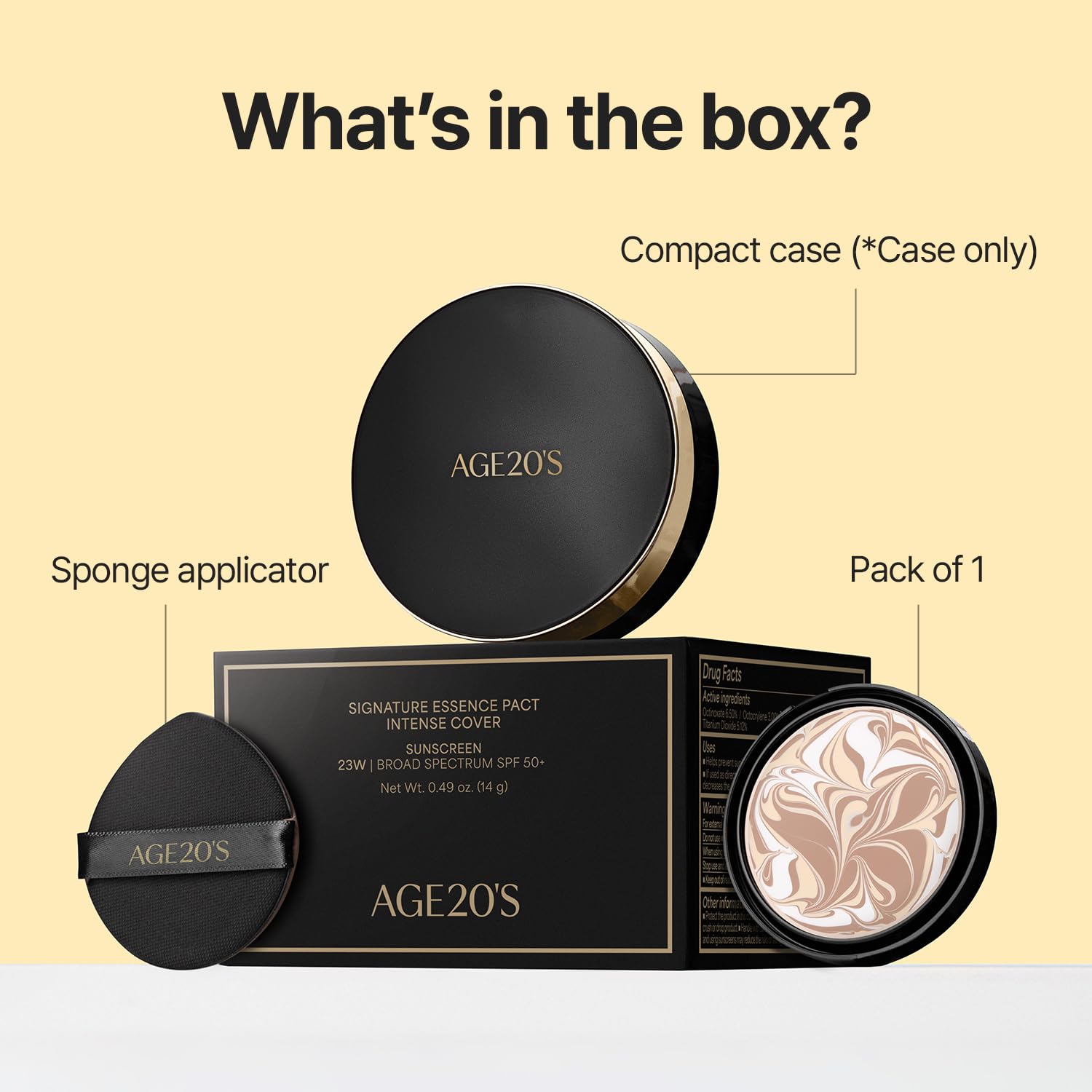 AGE 20's Signature Essence Pact natural coverage swatch for skin-like finish