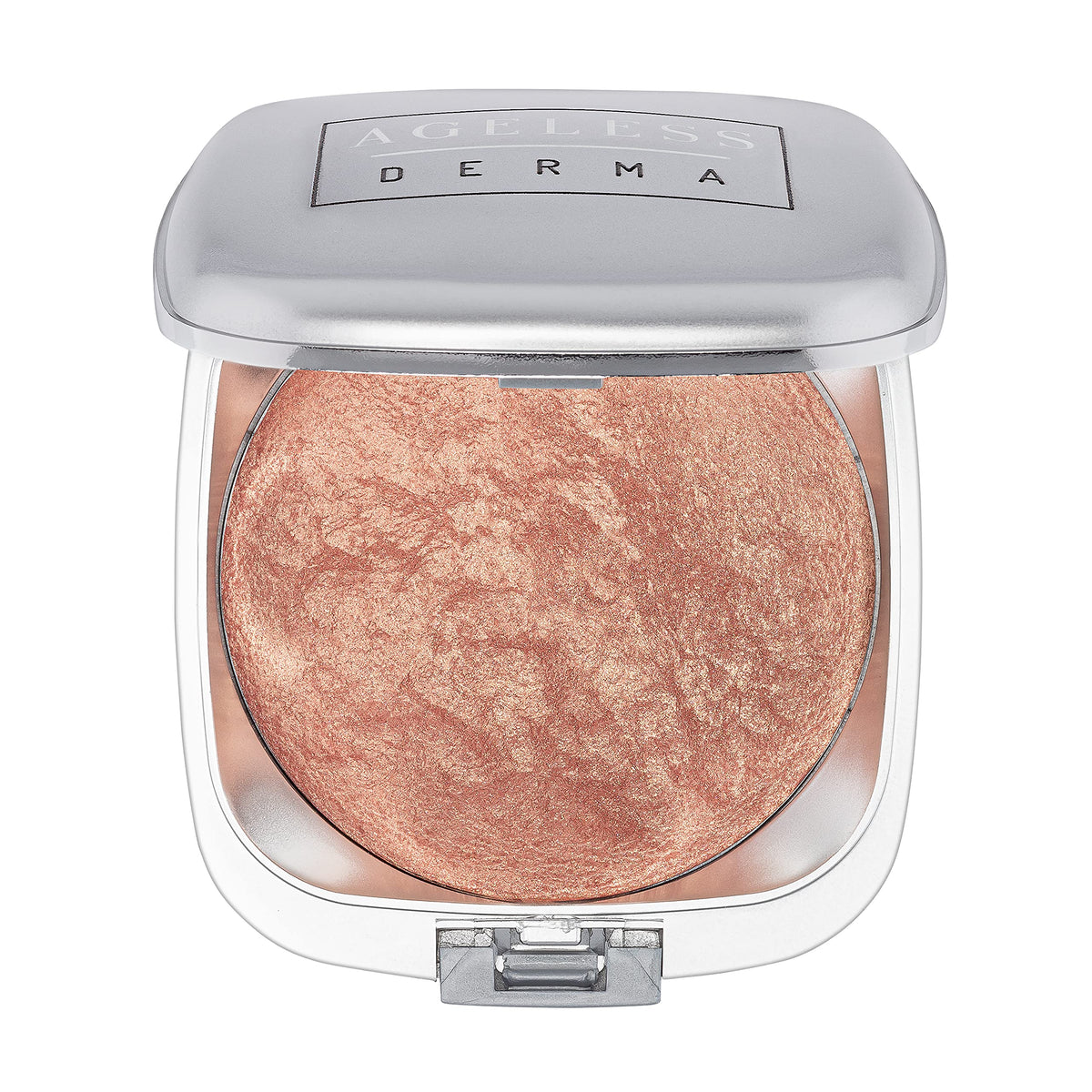 Ageless Derma baked mineral blush in Apricot Swirl closeup for a natural radiant glow.