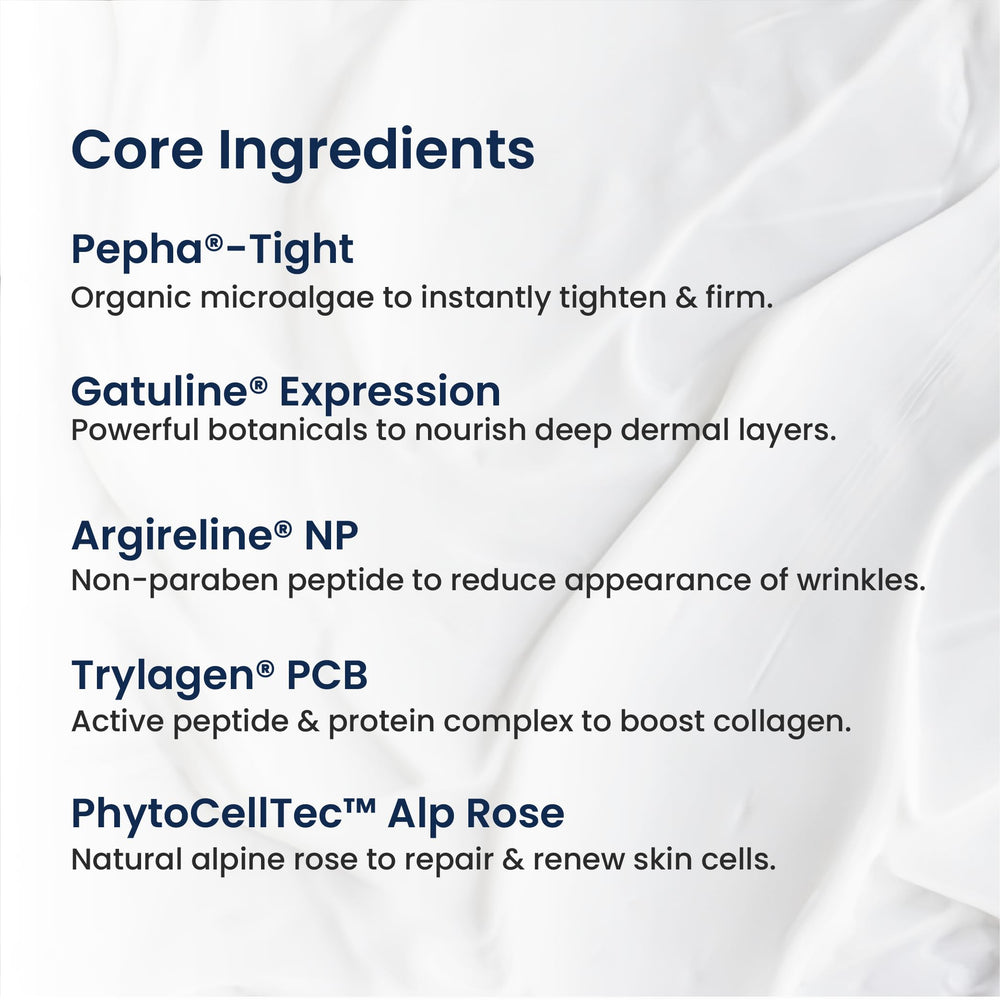 Agelyss Neck Firming Cream application on palm shows easy dispersion and absorption.