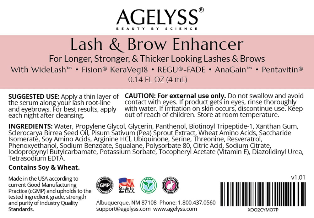 Agelyss packaging box provides branding and usage guidance.