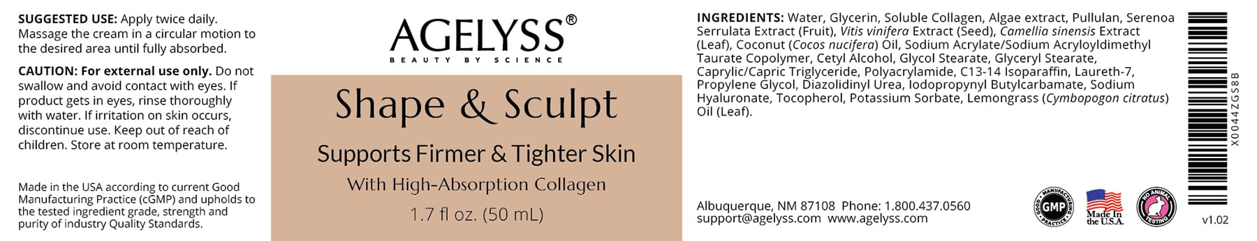 Shape & Sculpt packaging box noting USA-made and GMP-certified status