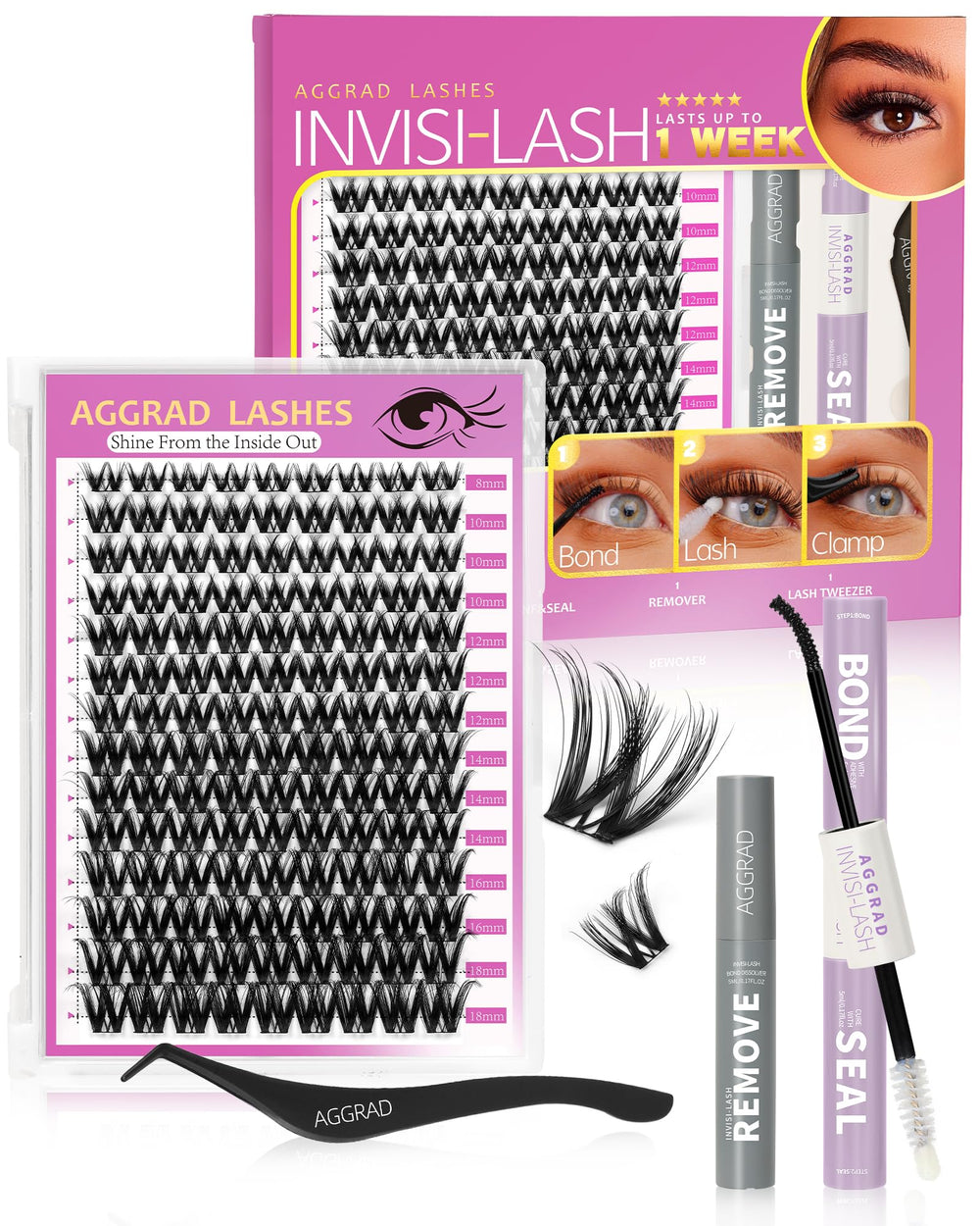 AGGRAD Flora Lash Clusters Kit wide band for quick DIY lashes