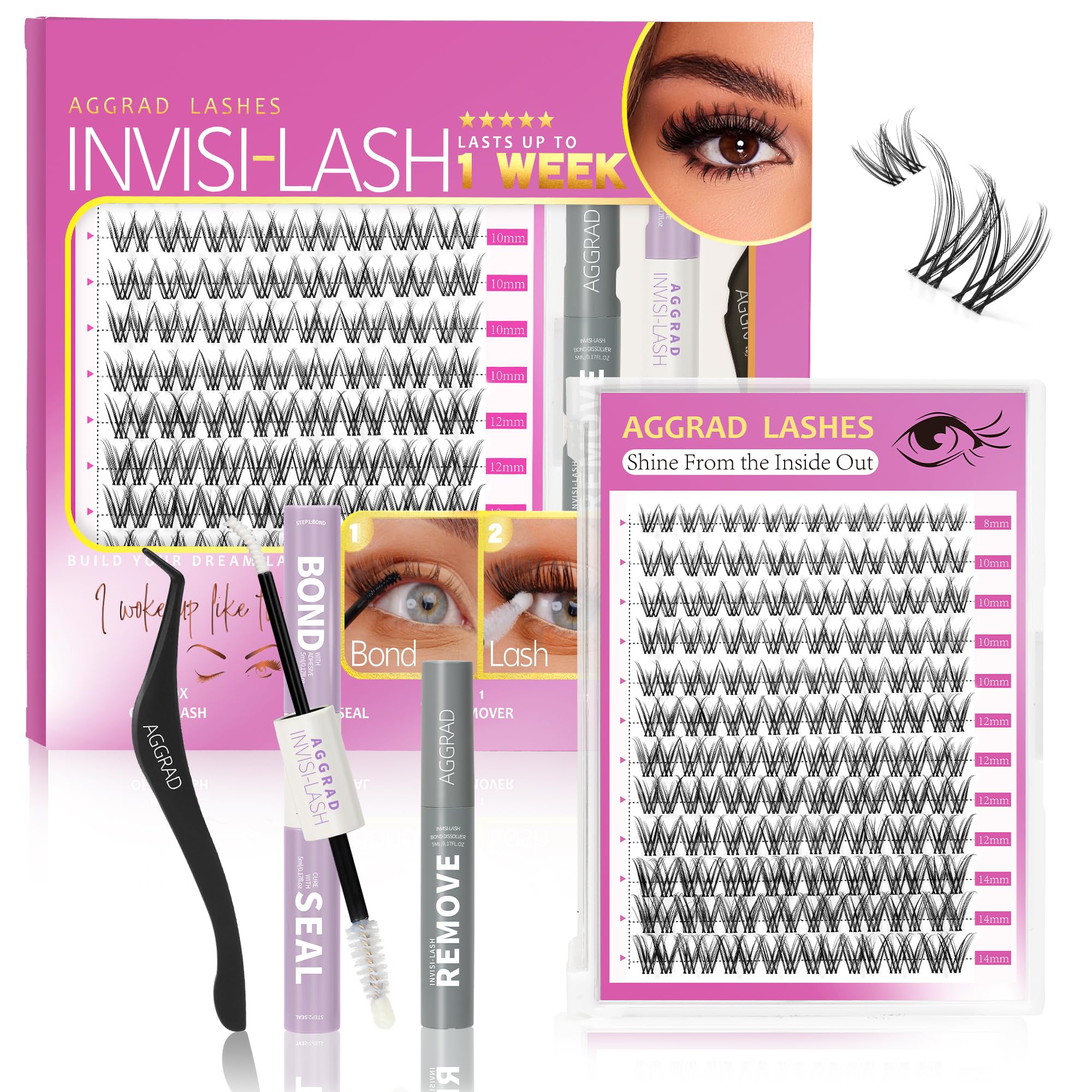 AGGRAD Venus lash clusters 8-14mm D Curl for natural look