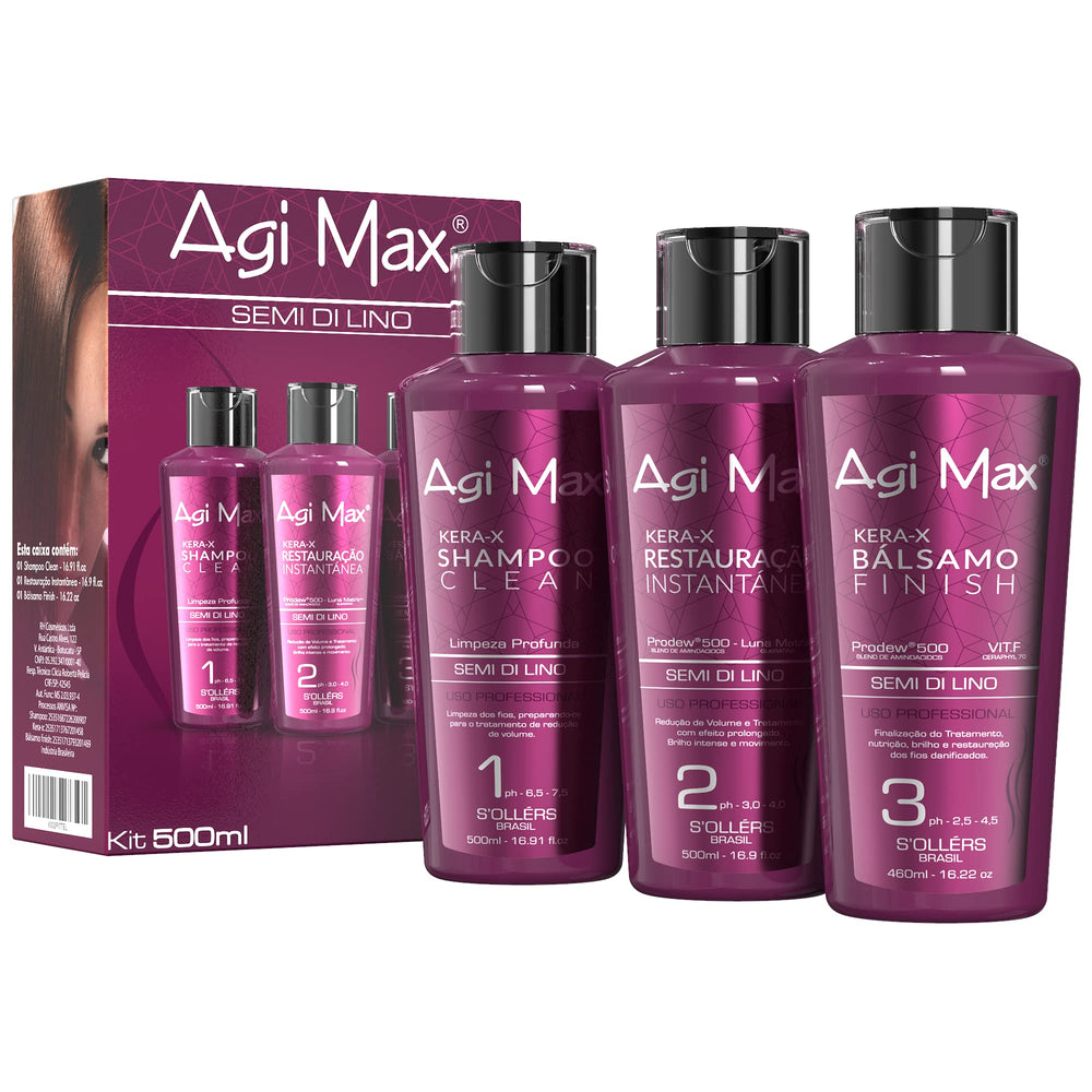 Agi Max Brazilian Keratin bottle close-up for frizz control and shine