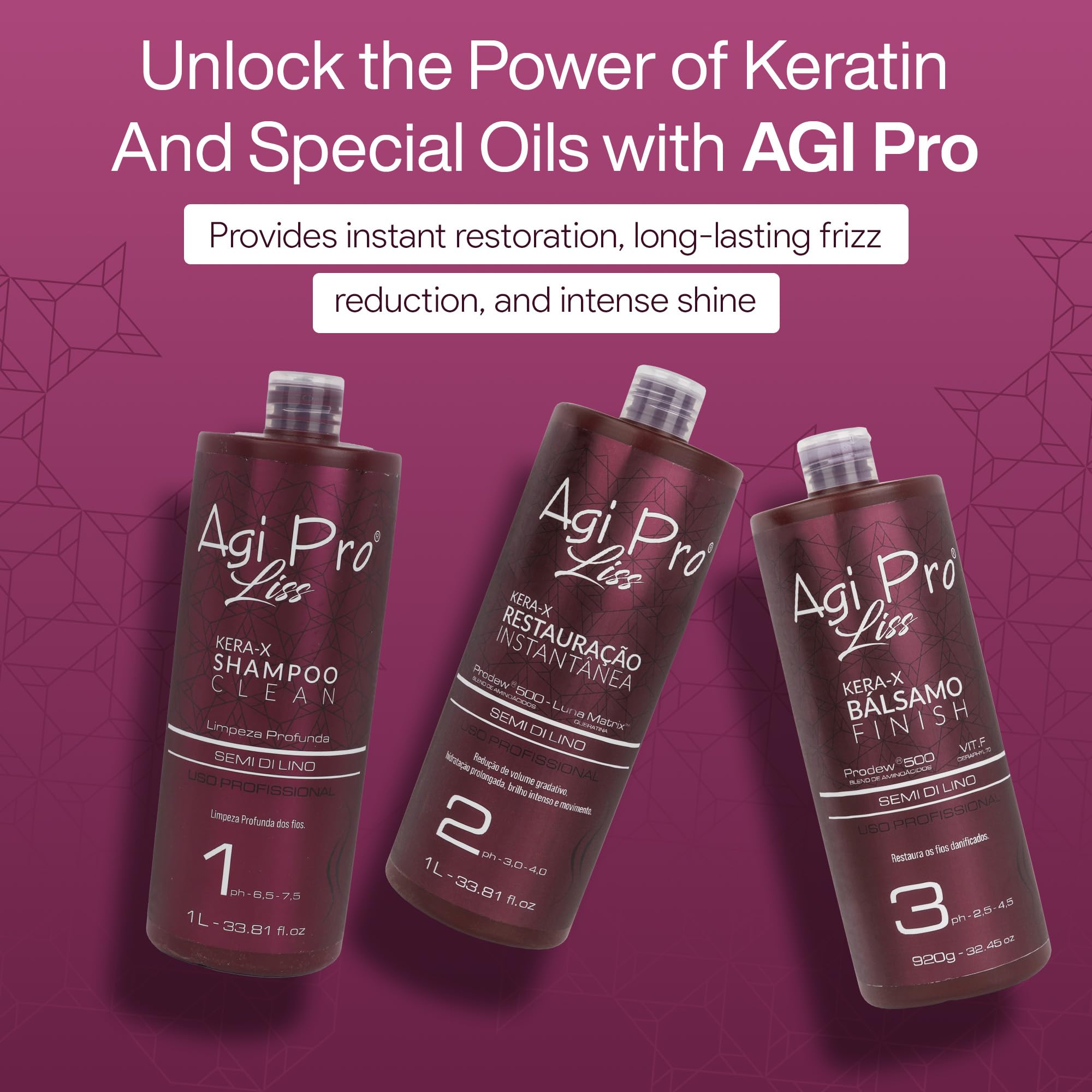 AGI PRO LISS before-after scene implying frizz reduction