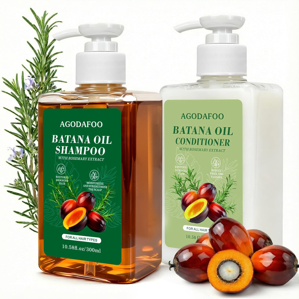 Agodafoo Batana Oil Shampoo bottle with premium packaging for daily nourishing cleanse.