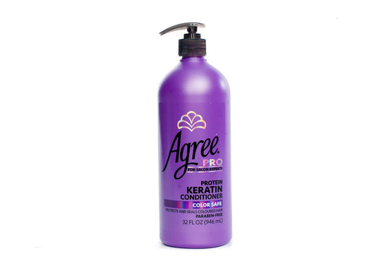 AGREE Keratin Conditioner bottle front view, color-safe formula for salon-quality hair care.