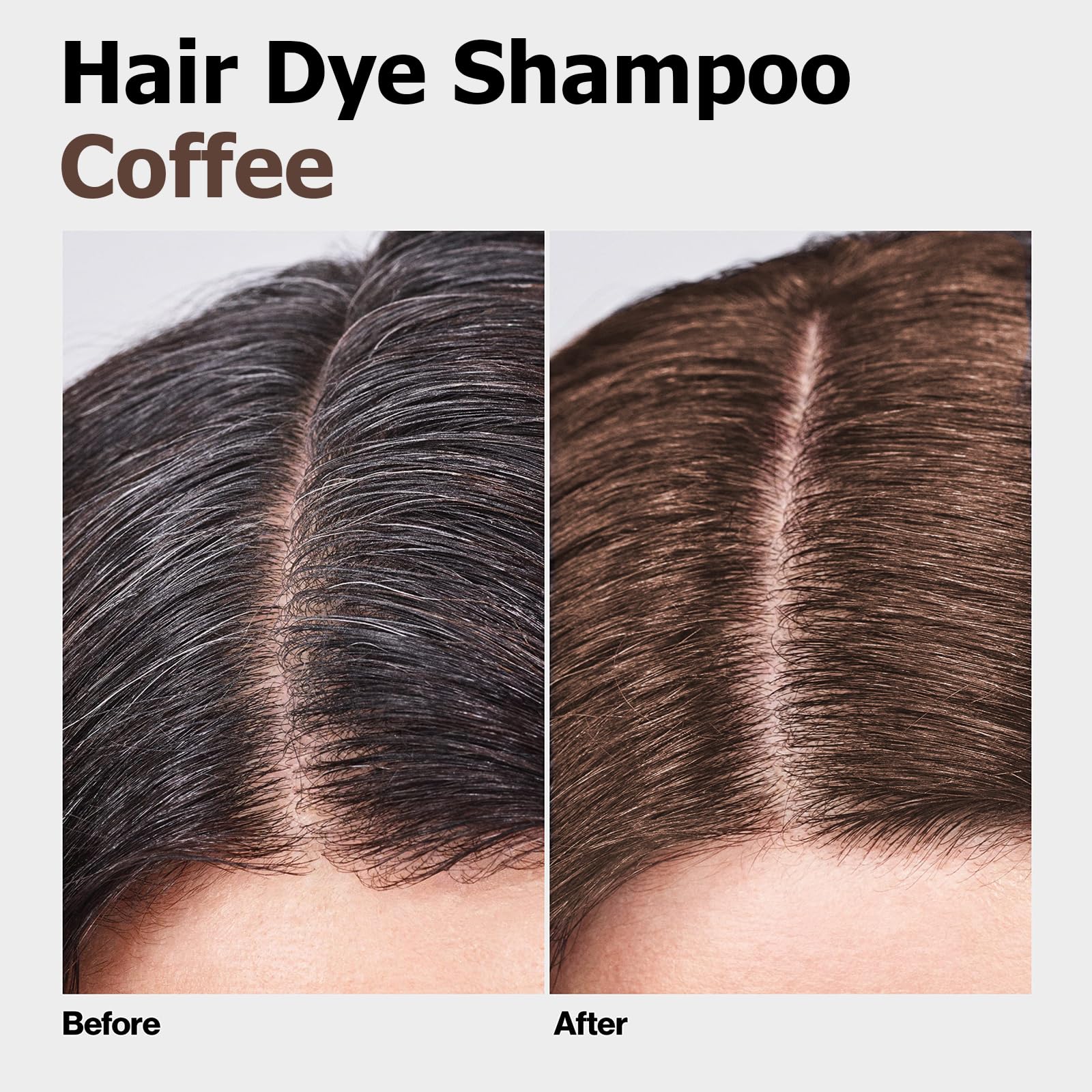 Agthyuve Coffee Hair Dye Shampoo bottle being applied to dry hair for easy color
