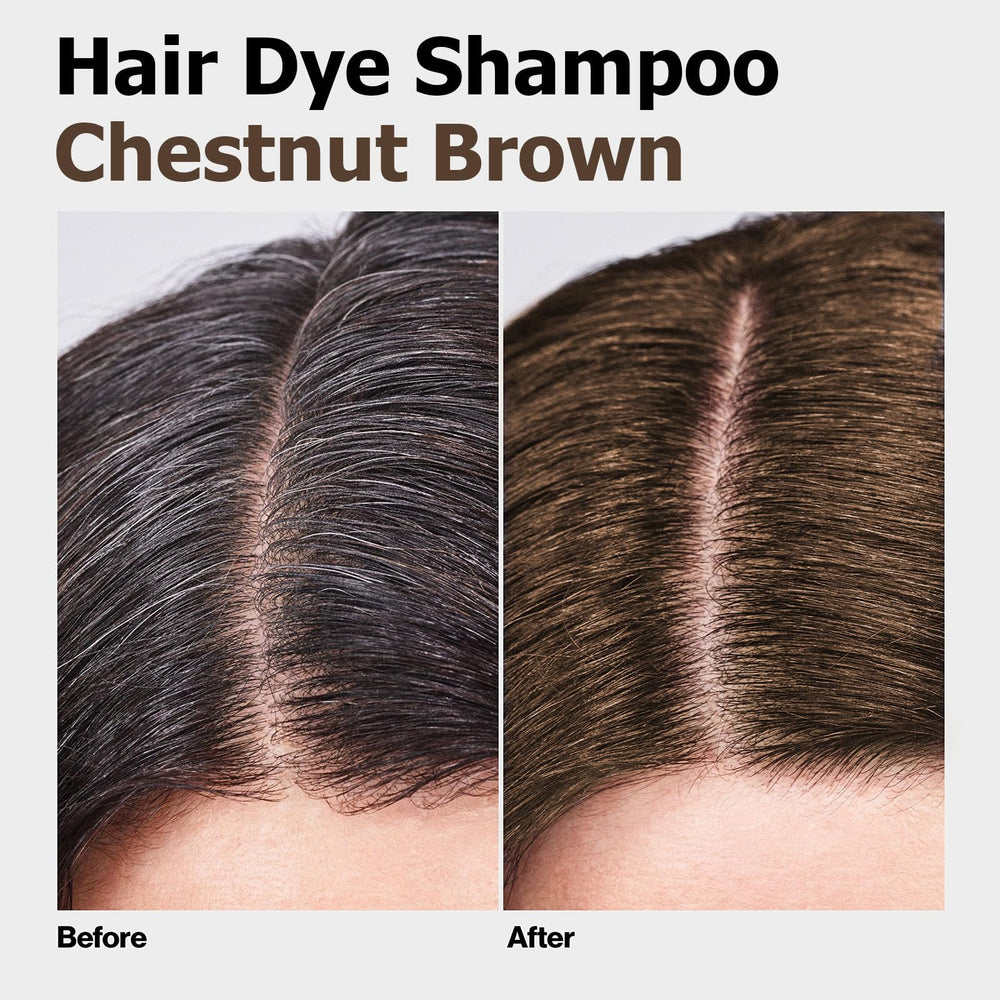 Applying Agthyuve Hair Dye Shampoo on dry hair for quick color.