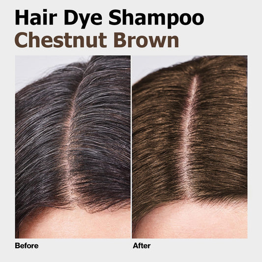 Applying Agthyuve Hair Dye Shampoo on dry hair for quick color.