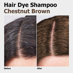 Applying Agthyuve Hair Dye Shampoo on dry hair for quick color.