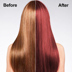Applying Agthyuve Wine Red shampoo to gray roots for coverage