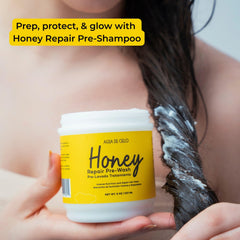 Hydrolyzed keratin focus in Agua de Cielo Honey Repair close-up