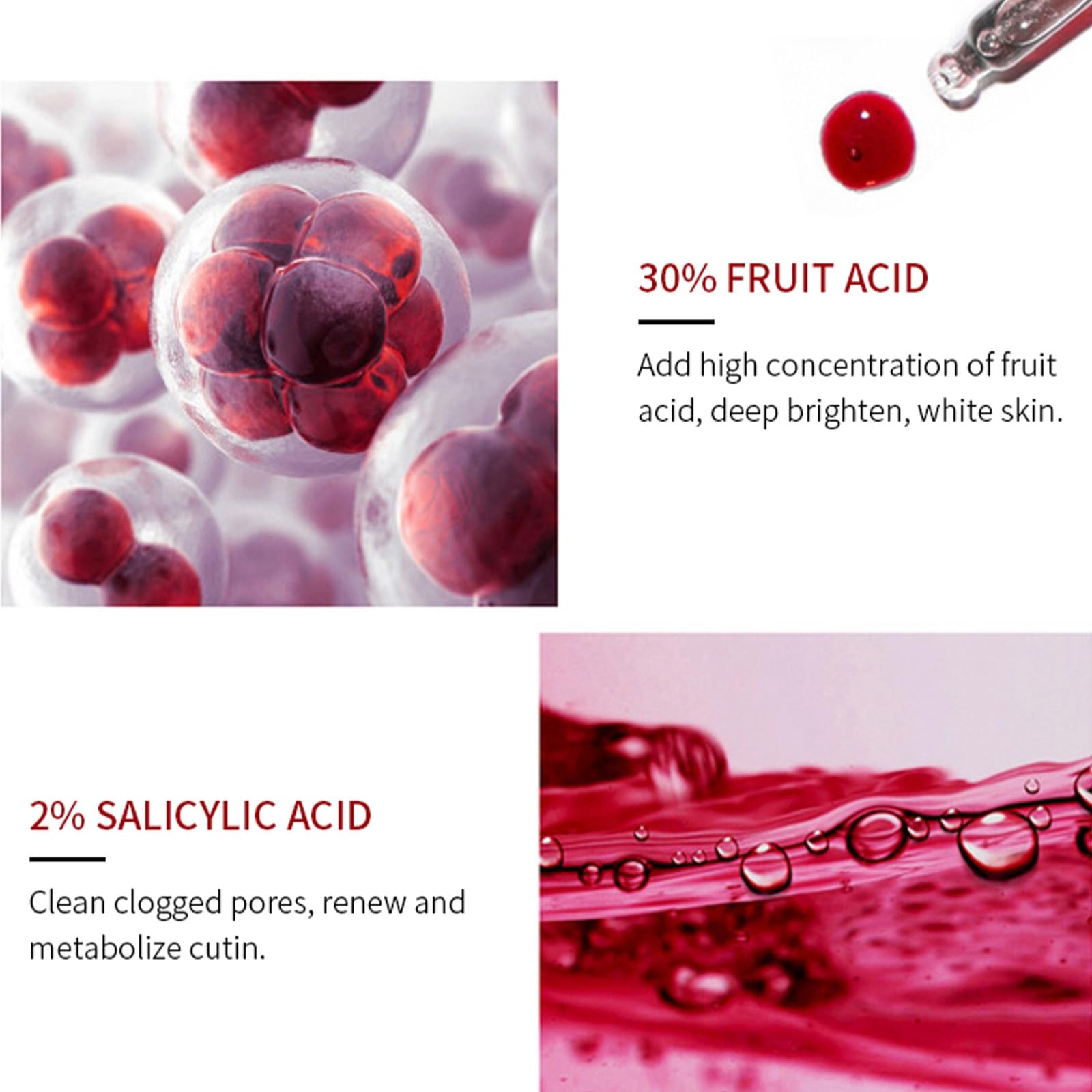 AHA 30% + BHA 2% peeling solution texture close-up for even application