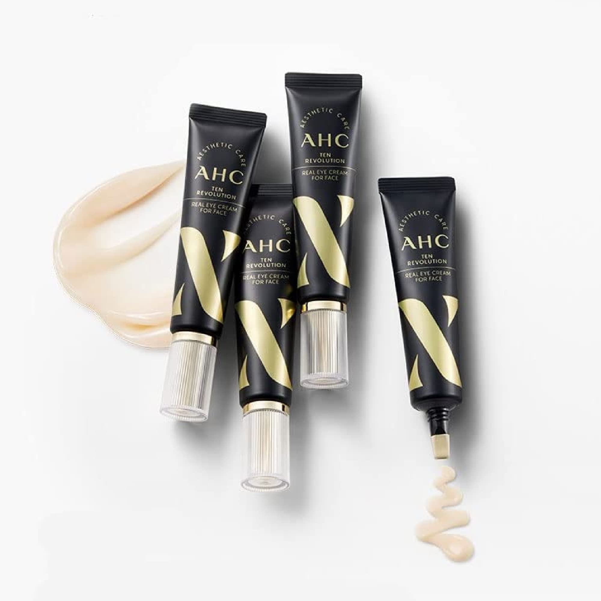 AHC TEN Revolution Real Eye Cream for Face on skin, even coverage for full-face care.