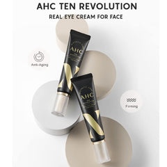 AHC TEN Revolution Real Eye Cream texture close-up, rich moisture for dry skin.