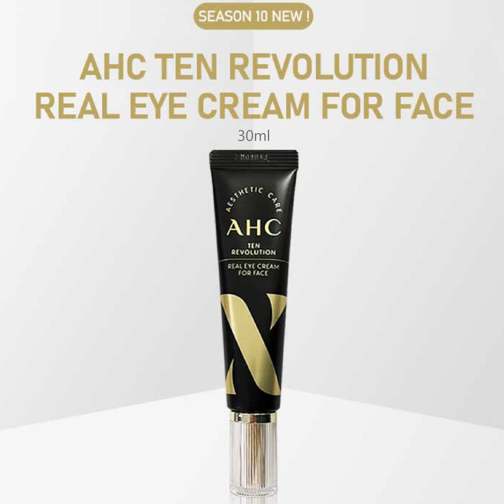 AHC TEN Revolution Real Eye Cream with essential oil, potential face mask-like effect.