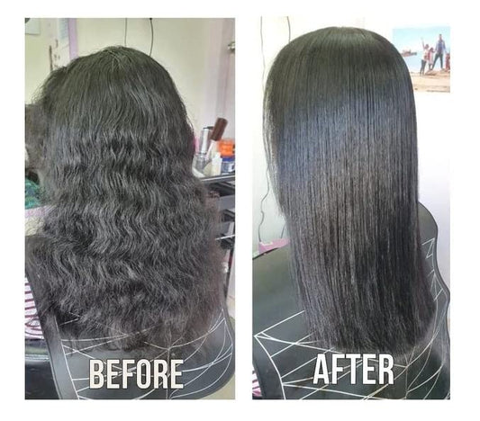 Ahglow keratin relaxer cream for frizz-control and manageability.