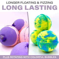 Ahila power of healing bath bombs fizz action illustrates long-lasting bubbles and color
