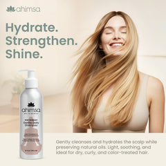 Amla enriched Ahimsa Gentle Daily Shampoo nourishes roots with natural ingredients